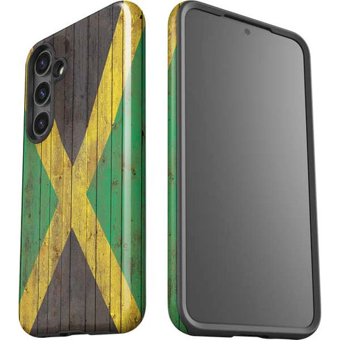 Jamaican Flag Dark Wood Galaxy S25 Plus Impact Case